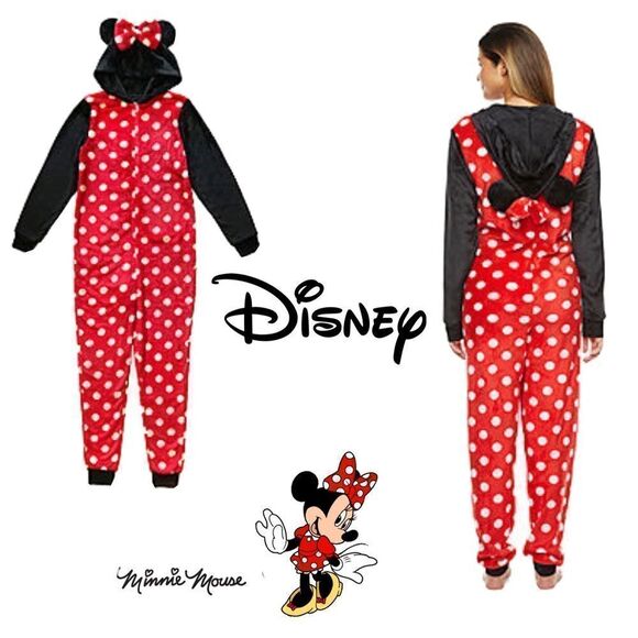 NWOT Disney Park Women Minnie Mouse Long Sleeve One Piece Pajama - Picture 1 of 16